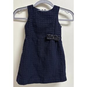 OshKosh B’gosh Girls Navy Blue Sleeveless Dress Size 4T Gold Dot Bow
